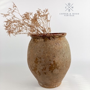 Vaso per confettura in terracotta francese antica / Vaso in ceramica rustico provenzale / Autentico complemento d'arredo da fattoria / Accenti country Wabi Sabi francesi