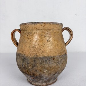 19th Century French Confit Pot – Antique Ochre Glazed Earthenware – Rustic Farmhouse Pottery