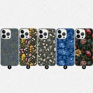 William Morris Phone Case Floral Dark Theme  Cover for Samsung Galaxy S24FE S23 S25 A16 A55, iPhone 16 15Pro 14 13 12, Pixel 9Pro 9 8A 7 6