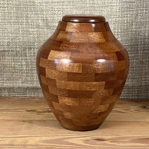 Artisan Crafted Wood Cremation Urn; Full Size Adult, Natural Wood Colors, Made in North Carolina
