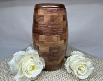 Urn|Wood Urn|Cremation Urn|Urn for Human Ashes|Pet Urn|Half Size Urn|Cremate Urn|Turned Wood Urn|100 cubic inches|Funeral Urn|Share Urn|