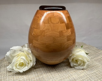 Wood Urn|Cremation Urn|Cherry Urn|Urn for Human Ashes|Full Size Urn|Cremate Urn|Turned Wood Urn|Funeral Urn|Made in America|Funeral Urn