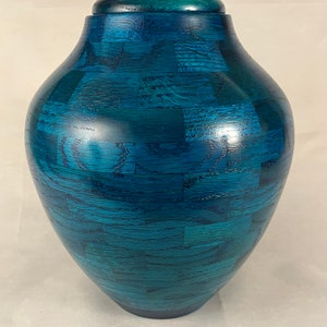 Wood UrnCremation UrnBlue UrnUrn for Human AshesFull Size UrnCremate UrnTurned Wood UrnFuneral UrnCremate UrnFuneral Urn Gloss