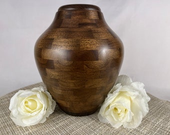 Wood Urn|Cremation Urn|Walnut Urn|Urn for Human Ashes|Full Size Urn|Cremate Urn|Turned Wood Urn|Funeral Urn|200 cubic inches|Funeral Urn