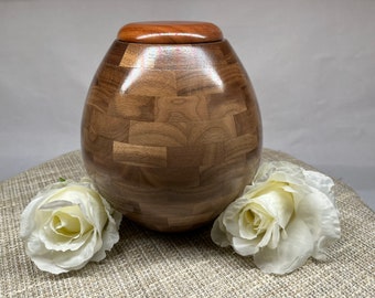 Wood Urn|Cremation Urn|Cherry Urn|Urn for Human Ashes|Full Size Urn|Cremate Urn|Turned Wood Urn|Funeral Urn|Made in America|Funeral Urn