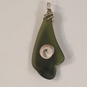 Seaglass and shell pendant image 1