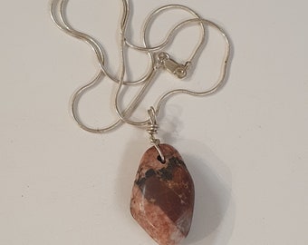 Pink Tumbled Beach Stone Pendant