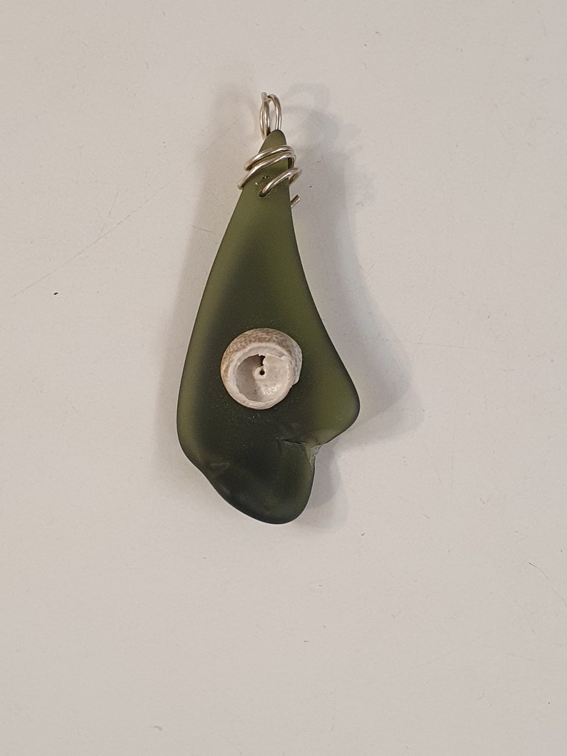 Seaglass and shell pendant image 1