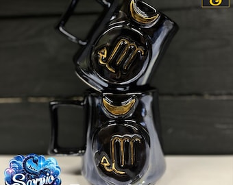 Handgemachte Skorpion Tasse mit 24K Goldfarbe | Sternzeichen-Kaffeetasse für Astrologie-Liebhaber | Einzigartiges himmlisches Geschenk für Geburtstag oder Feiertage