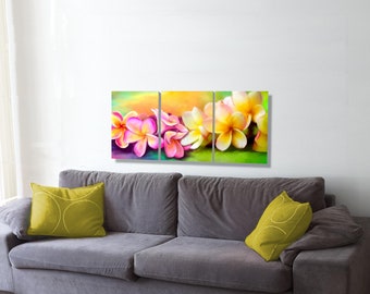 Beautiful Plumeria, a triptych print