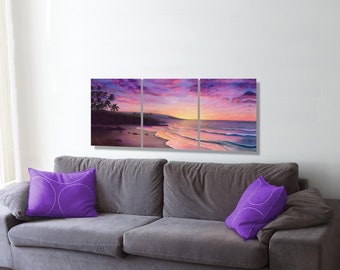 Maui Sunset, triptych