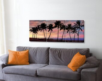 Palm Tree Sunset with Canoe