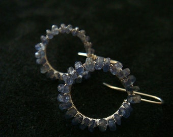 medium blue sapphire earrings   SAPPHIRE CIRCLE  september birthstone, ready to ship