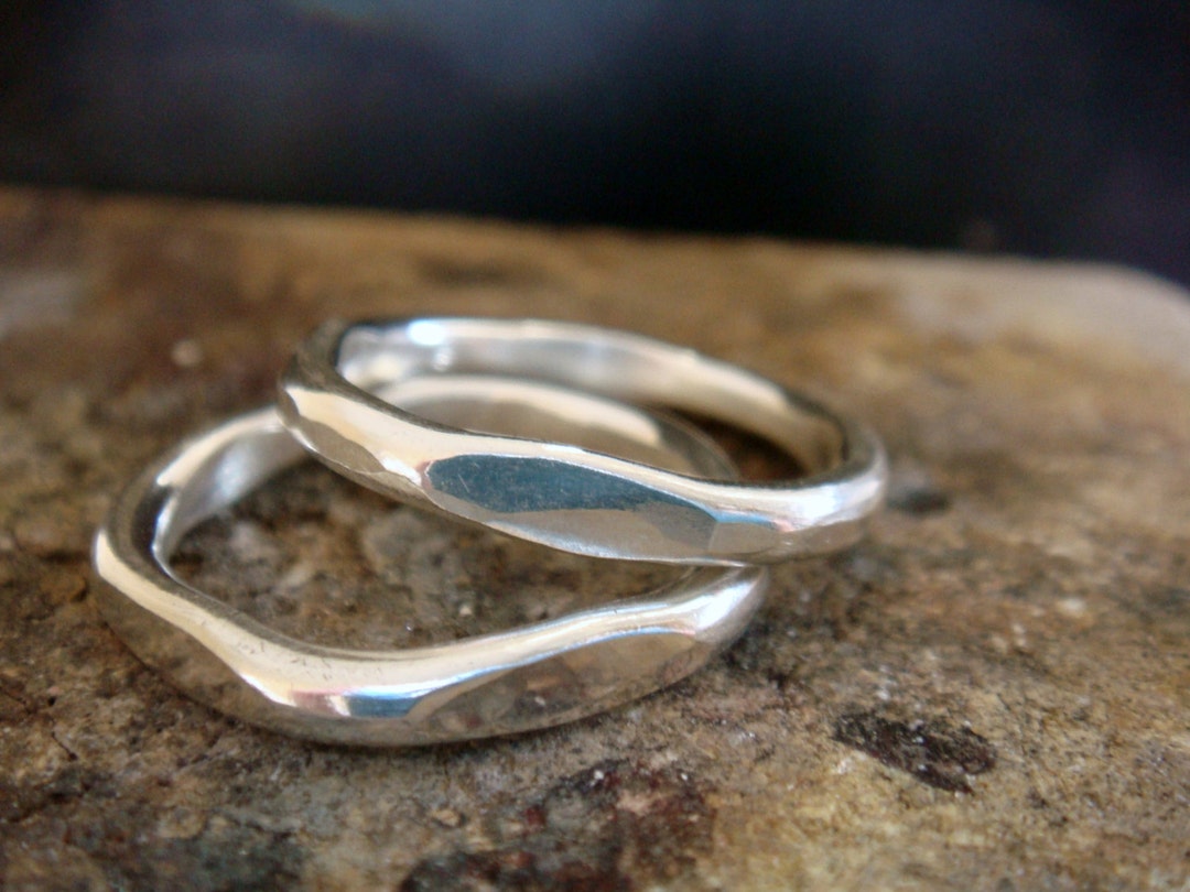 Simple Faceted Silver Ring, Sterling Silver Ring, Hammered Silver Ring ...