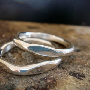 simple faceted silver ring, sterling silver ring, hammered silver ring, geomatric sterling silver ring, 3mm, chunky stackable silver rings