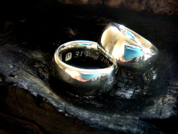 wedding ring set, 10mm, matching wedding bands, matching couple jewelry, handmade wedding ring, sterling silver ring, with engraving, chunky