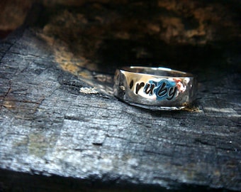 hand stamped jewelry, stamped ring, custom/ personalized ring, mothers ring, childrens name ring etc, 6mm silver band, gently domed