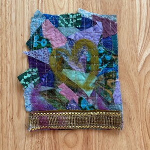 Textile art hidden heart clothing patch handmade art boho
