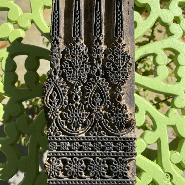 Hand carved vintage antique printer block from India