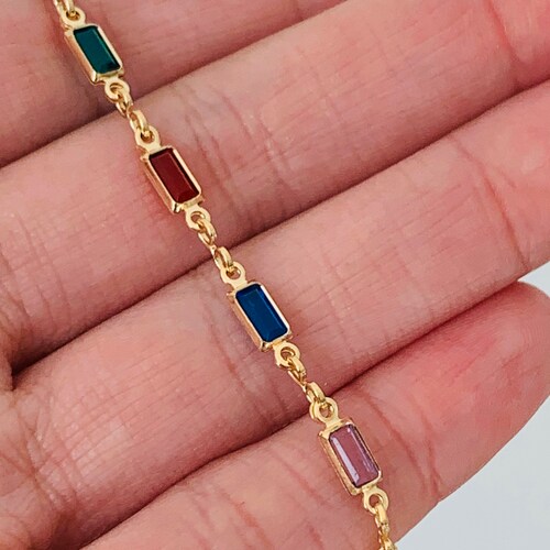 Gold Filled Gemstone Chain Bracelet 