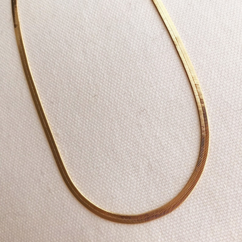 Herringbone Chain Gold Filled Necklace Delicate Necklace Etsy