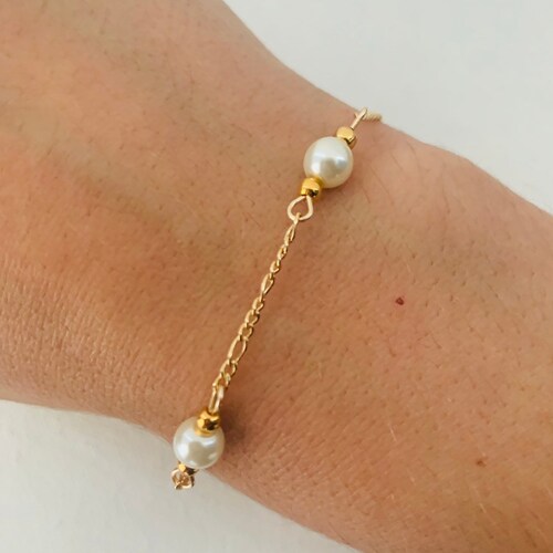 Gold Filled Bracelet Pearl Bracelet Gold Bracelet Delicate Etsy