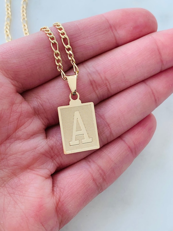 Gold-Plated Initial Necklace - Acadian Estates & Custom Pendant and Chain  $59