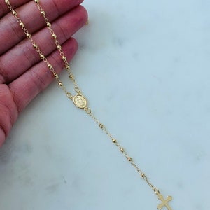Rosary Necklace Rosary First Communion Catholic Rosary Cross Necklace Gold Rosary Religious Jewelry Confirmation Gift Y Necklace Lariat