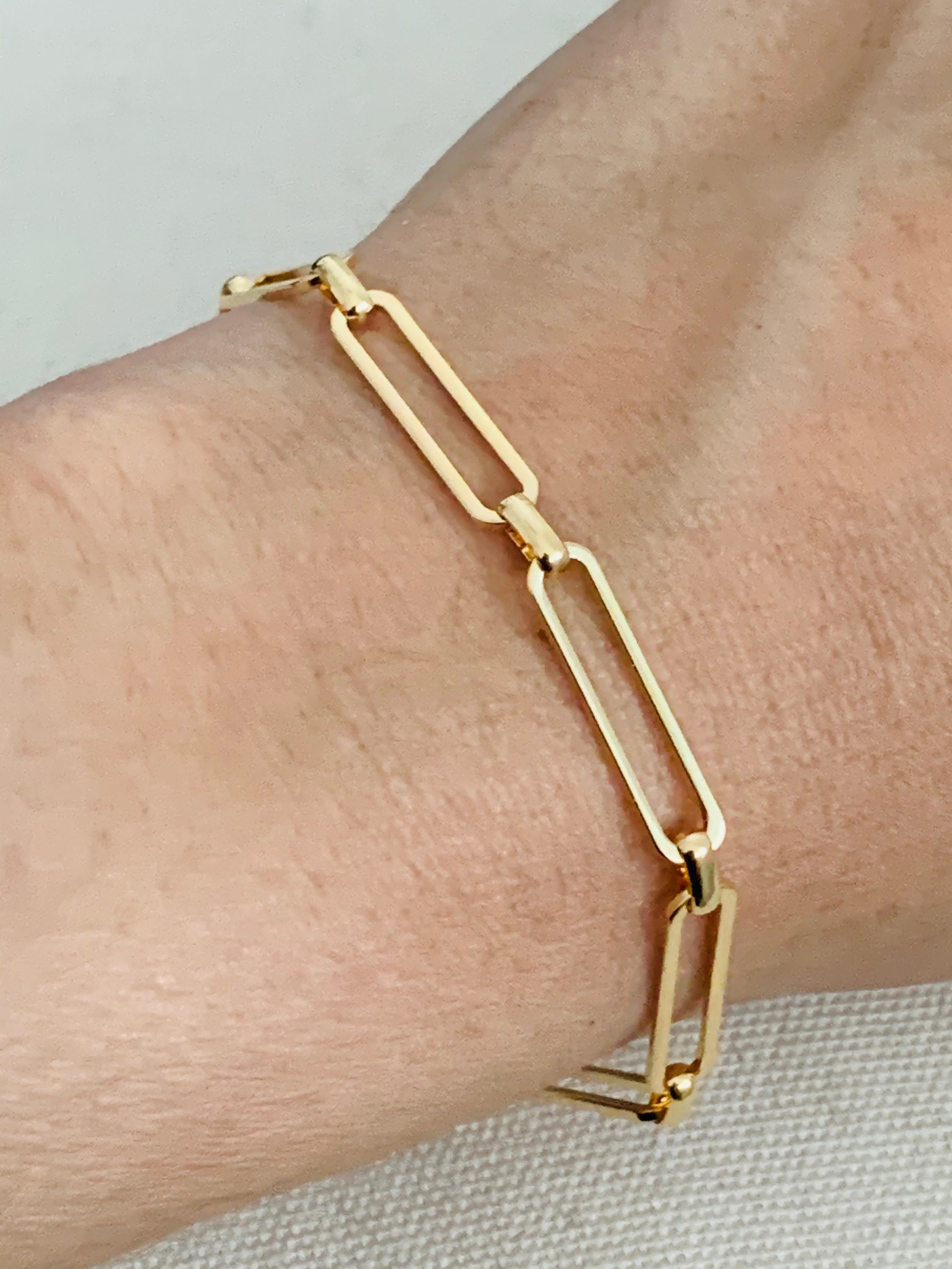 18kt Gold Filled Bracelet Paper Clip Bracelet Chain Etsy