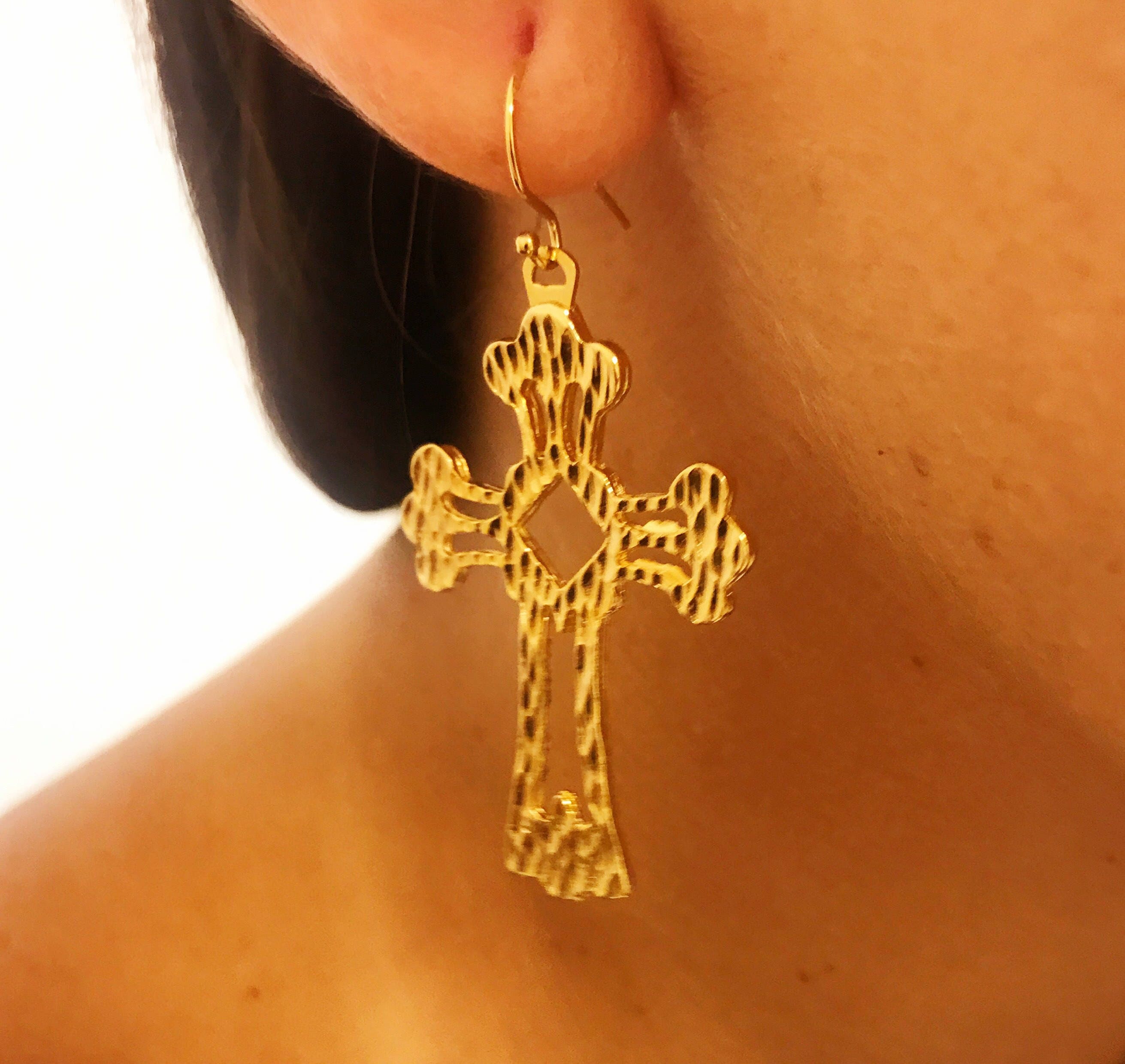 Filigree cross deals earrings