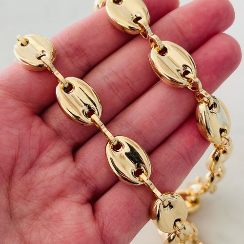Gold Filled Necklace Puff Link Chain 