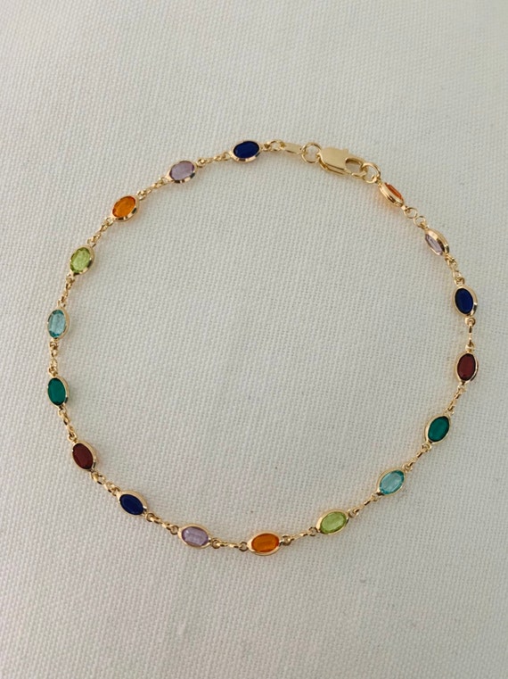 Gold Filled Gemstone Chain Bracelet, Gold Layering Bracelet, Gold Chain Bracelet, Gemstone Bracelet 18kt, Dainty Chain Bracelet, Bracelet