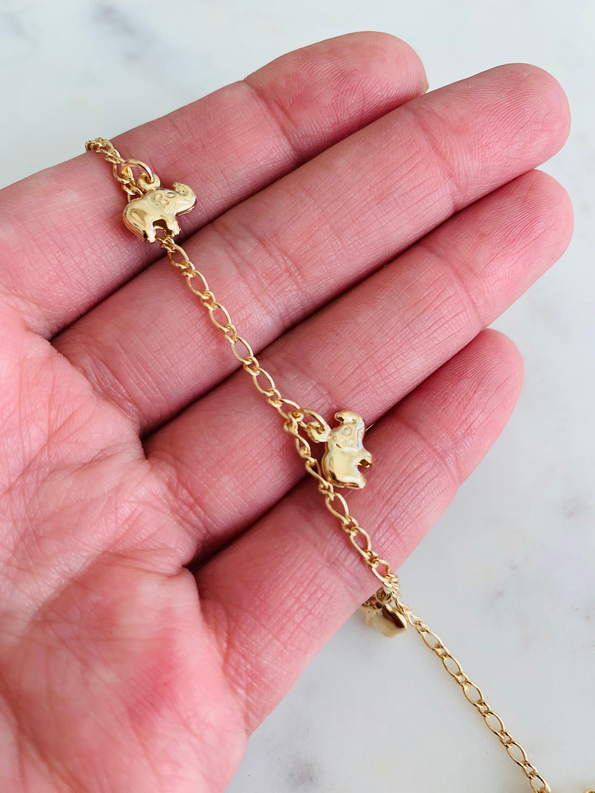 18kt Gold Filled Anklet Elephant Anklet Chain Anklet Gold Etsy
