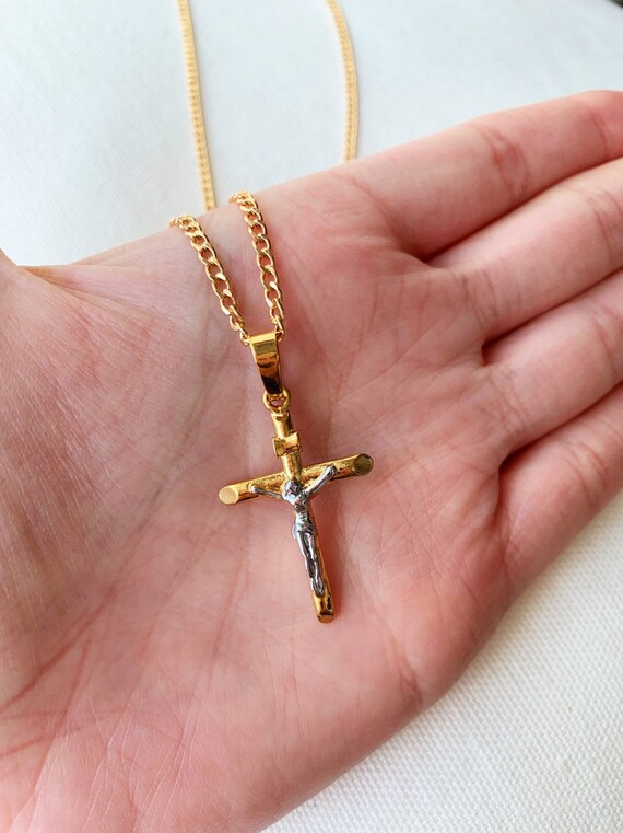 Men's Chain Cross Necklace Curb Chain 