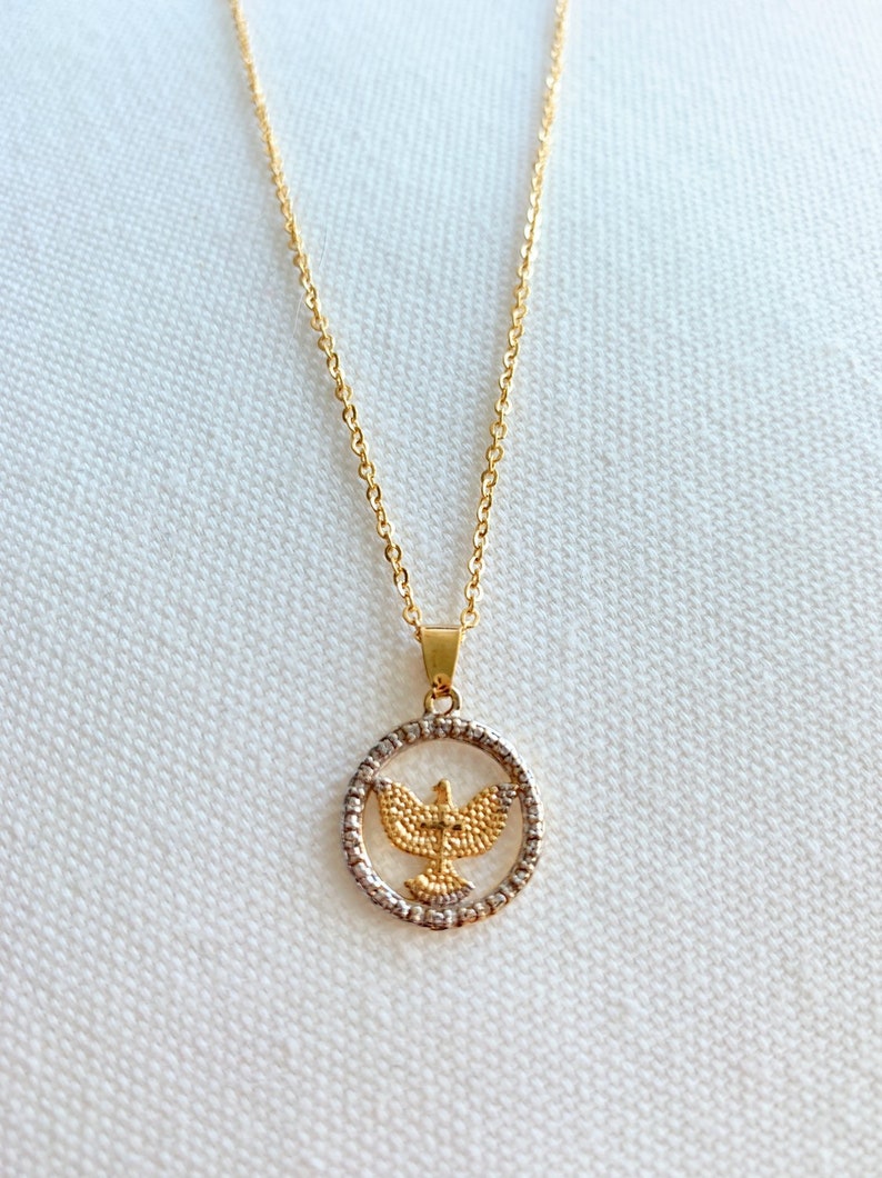 Holy Spirit Necklace Dove Necklace Gold Filled Necklace Etsy