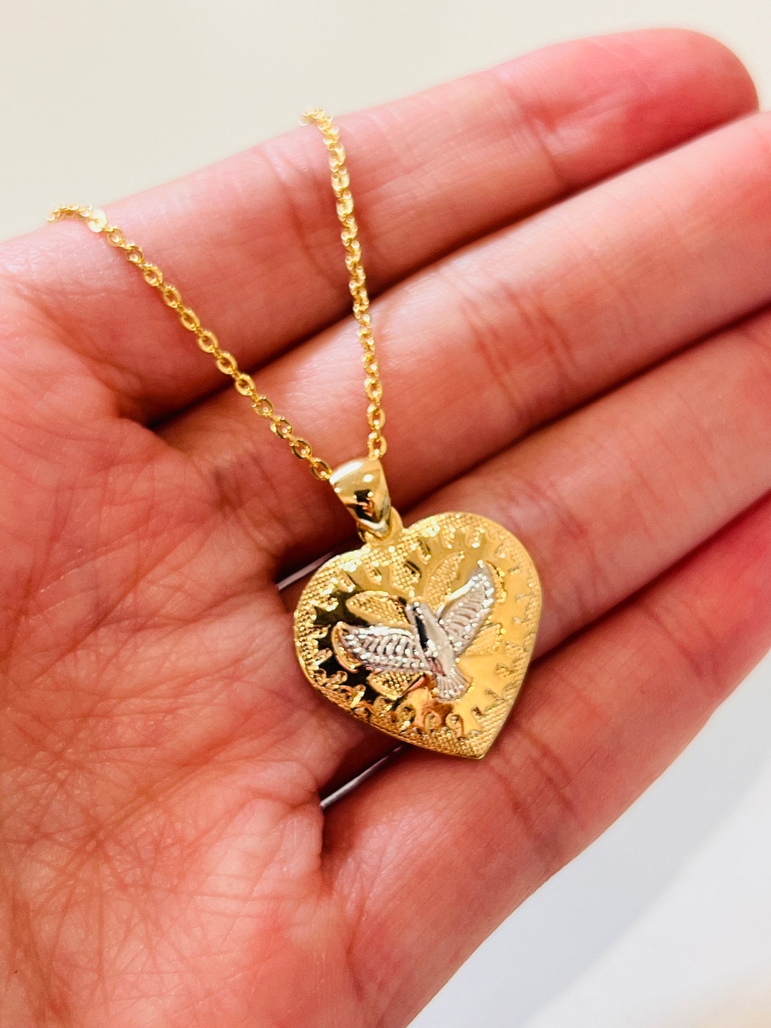 Holy Spirit Necklace Dove Necklace Gold Filled Necklace Etsy