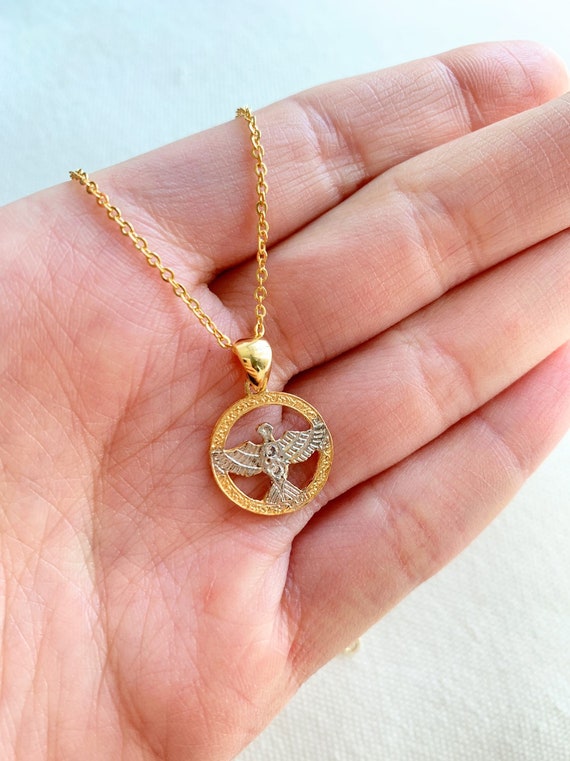 14KT Yellow Gold Diamond-Cut Dove Pendant Necklace – LSJ