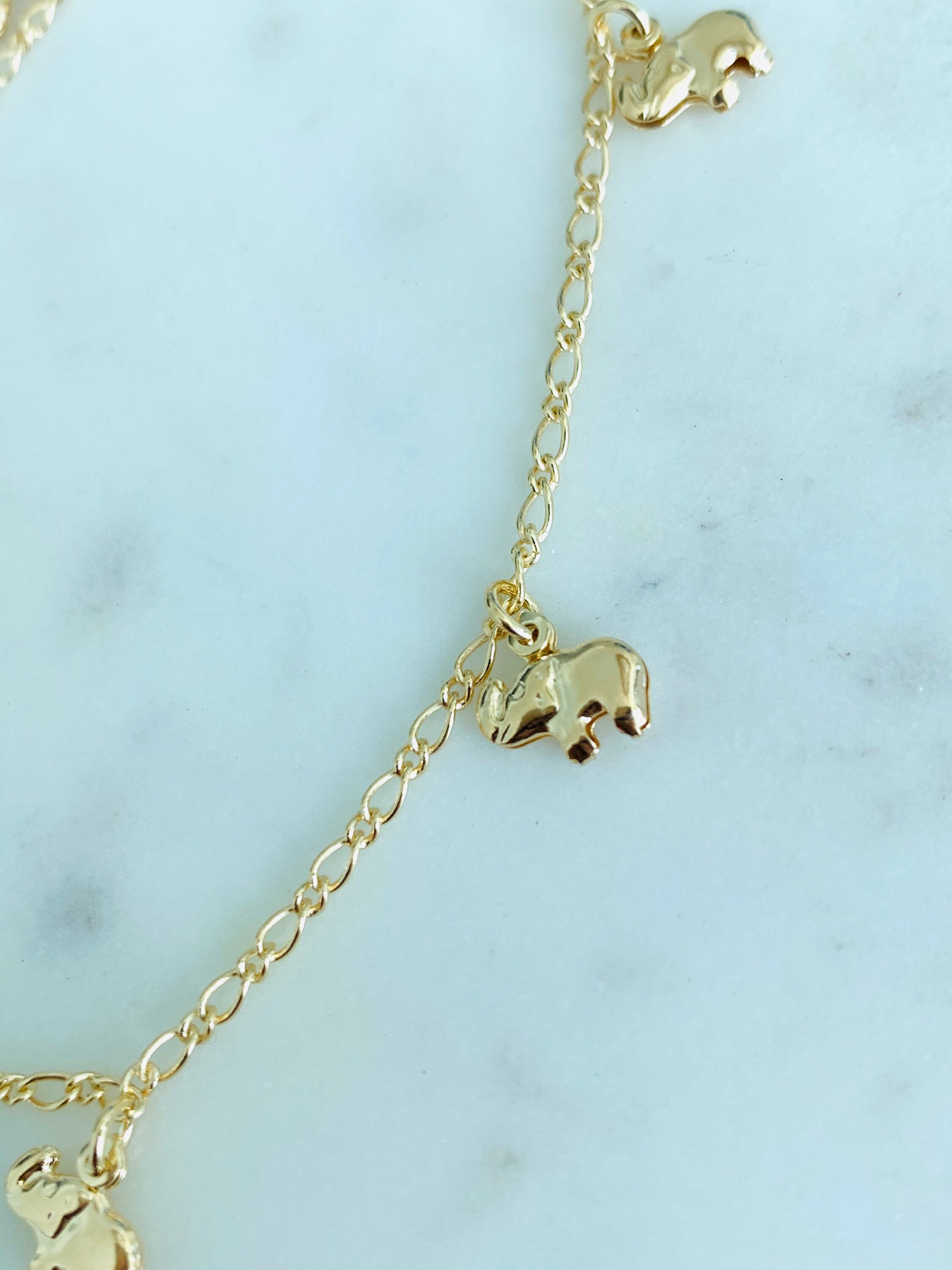 18kt Gold Filled Anklet Elephant Anklet Chain Anklet Gold Etsy
