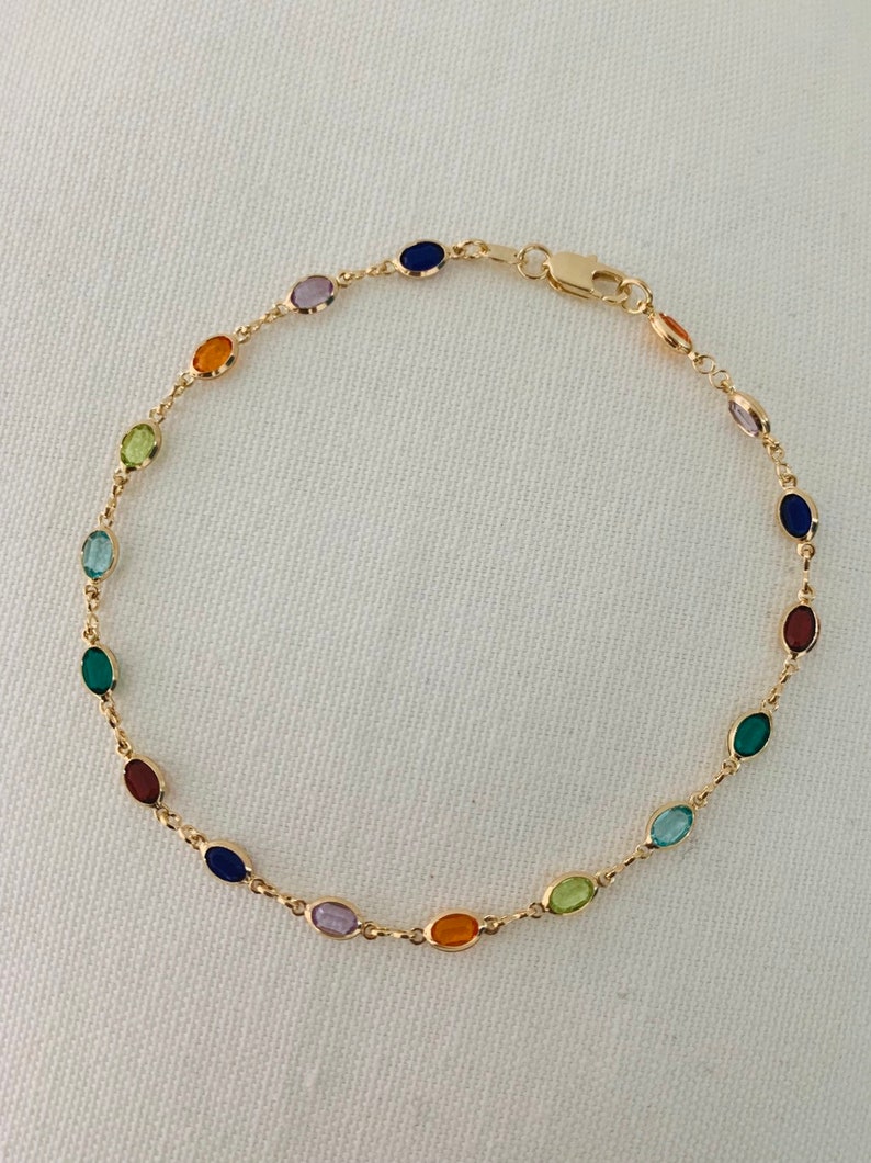 Gold Filled Gemstone Chain Anklet, Gold Layering Anklet, Gold Chain Anklet, Gemstone Anklet 18kt, Dainty Chain Bracelet, Anklets,Gold Anklet 