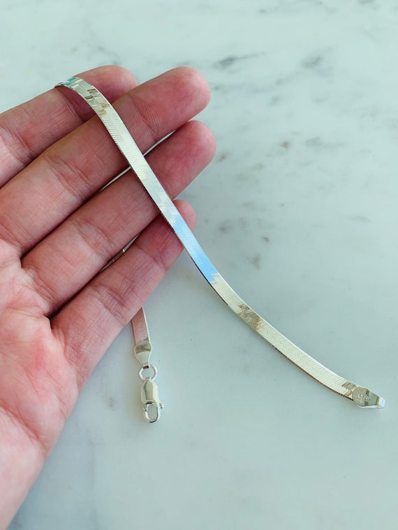 Sterling silver cheap herringbone anklet