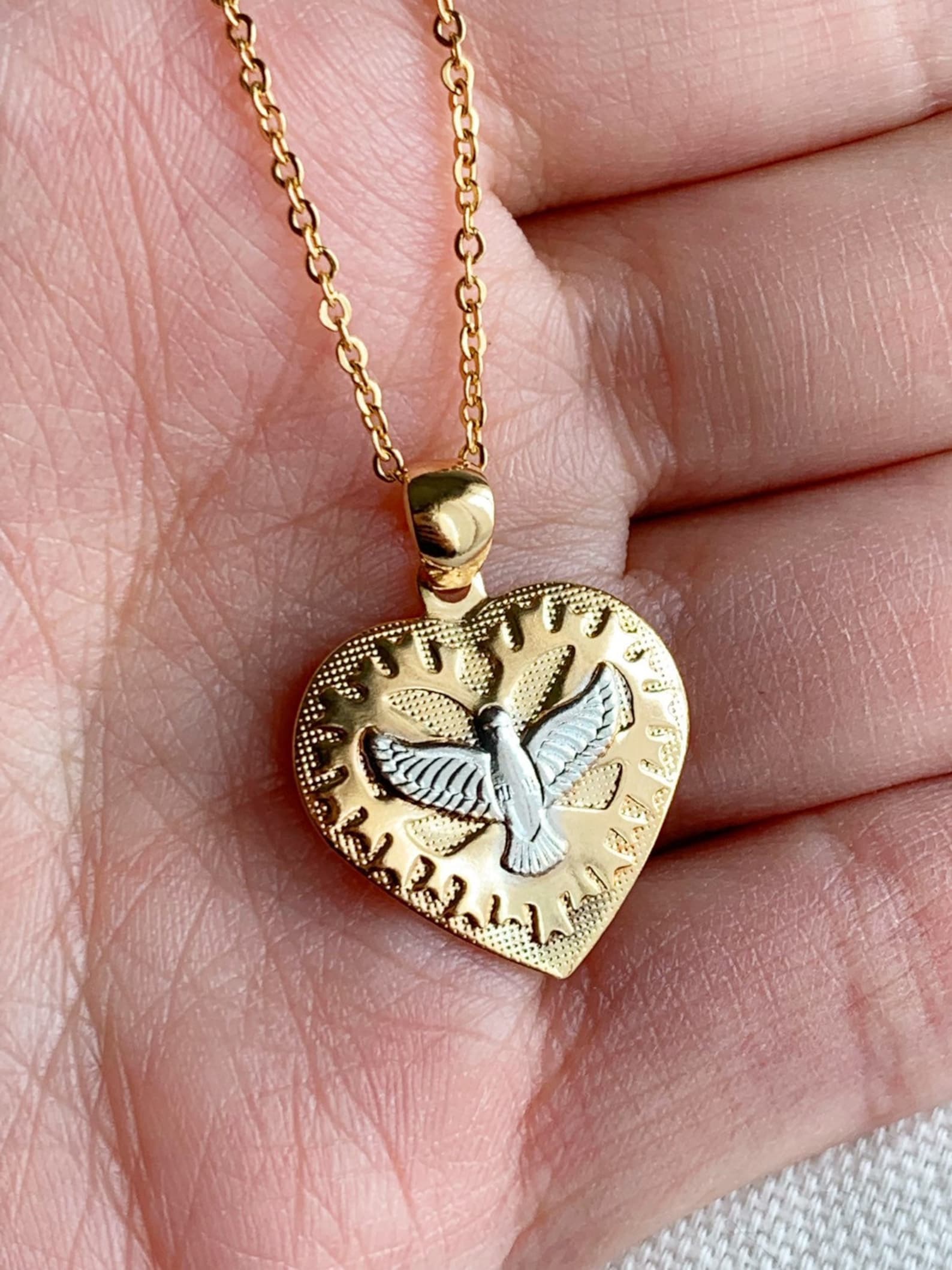 Holy Spirit Necklace Dove Necklace Gold Filled Necklace Etsy