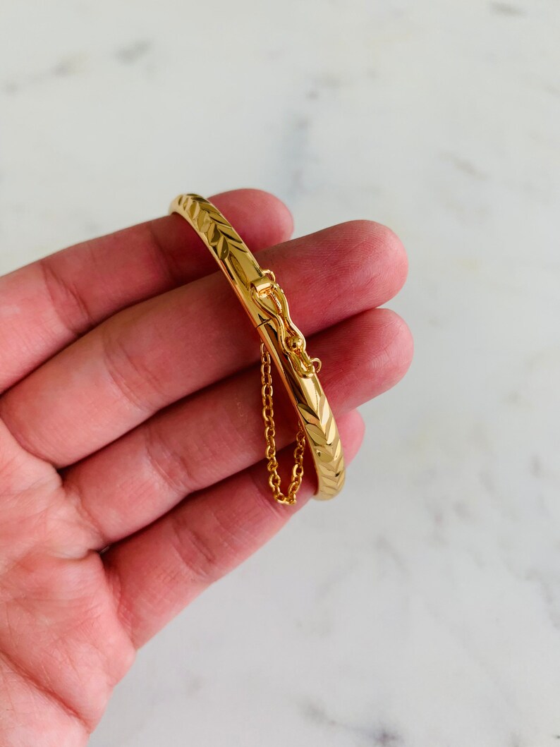 Gold Filled Bangle Bangle With Chain Link Gold Dainty Etsy