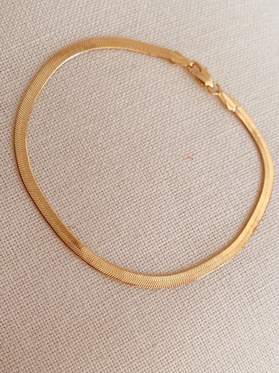 gold herringbone anklet