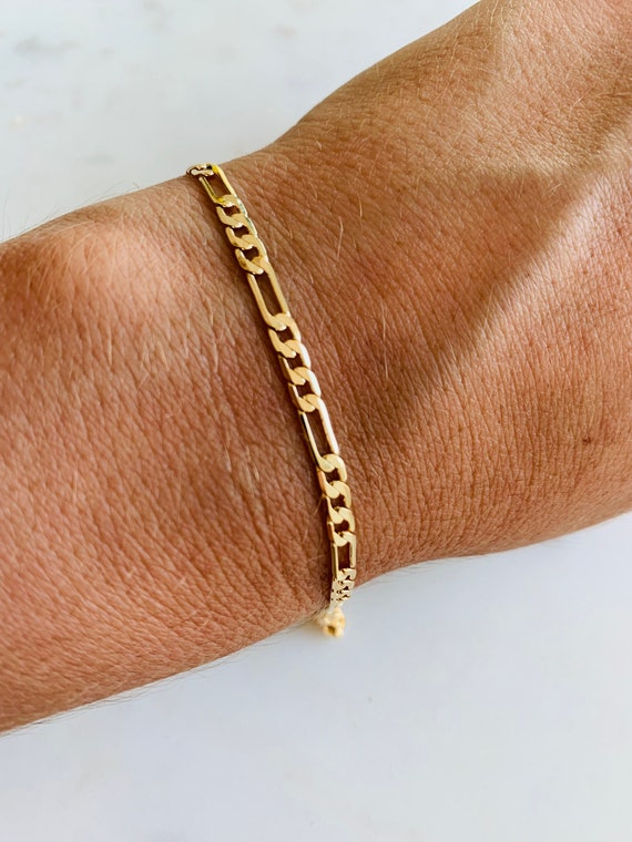 14K Solid Gold Figaro Bracelet – ELEMENT Gold & Silver