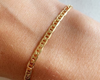 Gold Filled Mariner Link Bracelet, Gold Layering Bracelet, Gold Chain Bracelet, Bracelet, Dainty Chain Bracelet, Gift for Her, Gold Bracelet