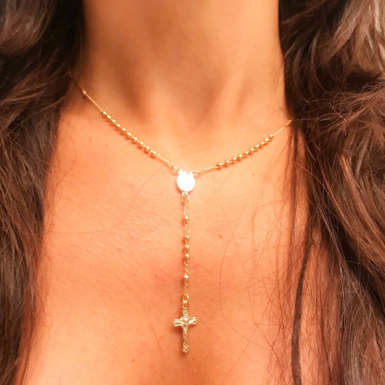 Rosary Necklace Y Necklace Lariat Necklace Layering Necklace Etsy