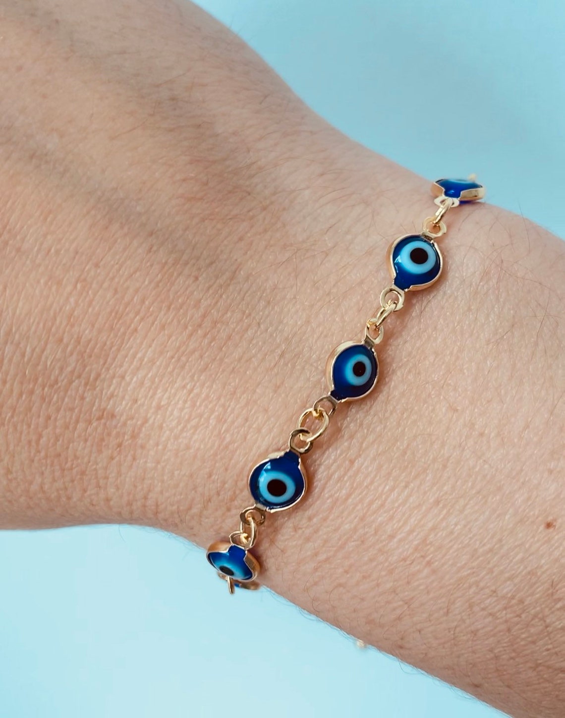 Gold Filled Lucky Eye Bracelet Evil Eye Bracelet Adjustable Etsy