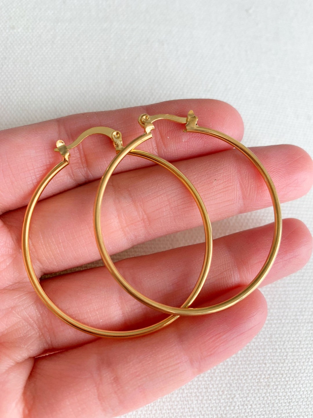 Thin Gold Hoop Earrings Large Hoop Earrings Gold Filled Etsy