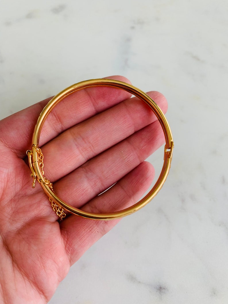 Gold Filled Bangle Bangle With Chain Link Gold Dainty Etsy
