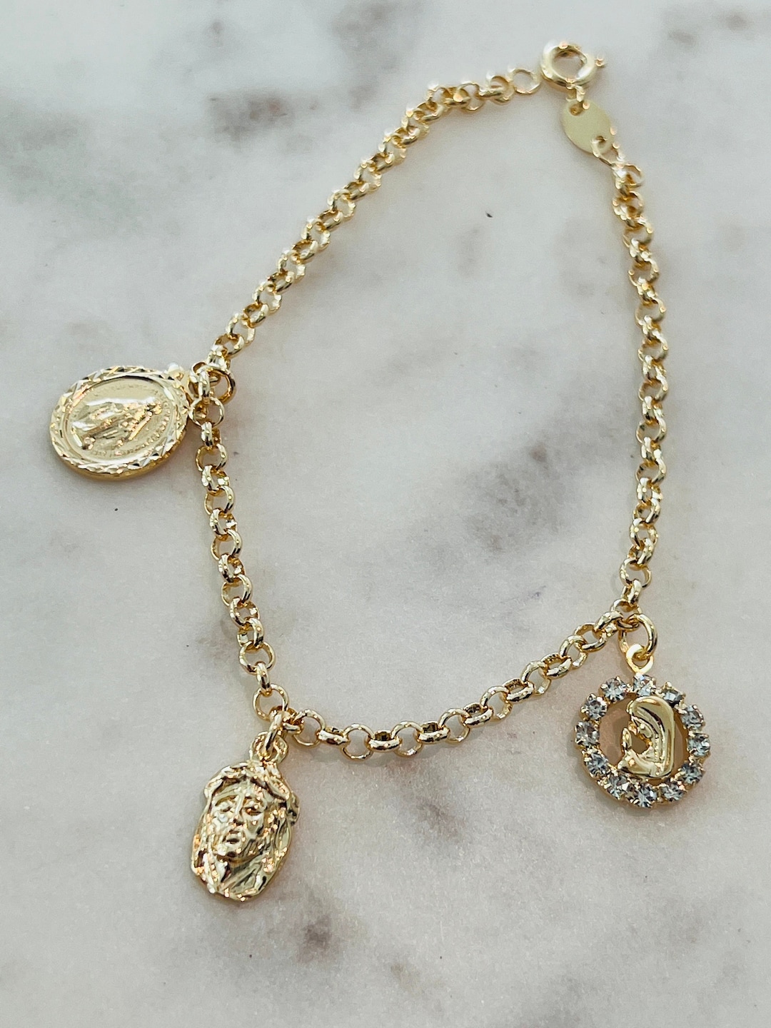 Gold Filled Saint Charm Bracelet, Religious Bracelet, Religious Jewelry